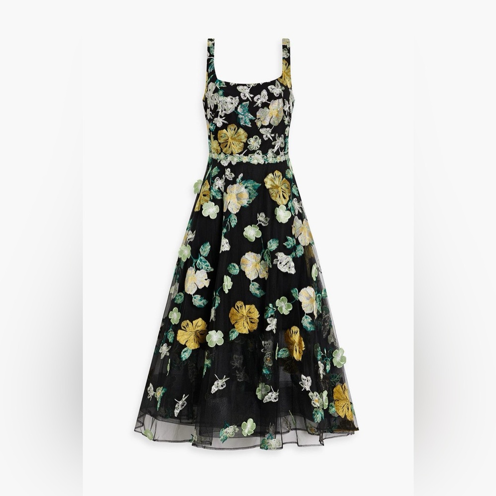 Marchesa Notte New Embellished Tulle Midi Dress Size 14 $895.00